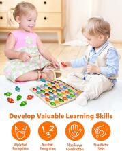 Coogam Magnetic Alphabet Numbers Fishing Game Art.241386 Montessori medinė dėlionė