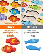 Coogam Magnetic Alphabet Numbers Fishing Game Art.241386 Montessori medinė dėlionė