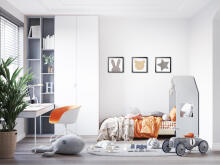 Room Accesories Art.246380 Decorative wall art in frame  "Bunny" – fluffy textile panel for kids' room