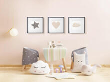 Room Accesories Art.297334 Decorative wall art in frame "Moon" – fluffy textile panel for kids' room