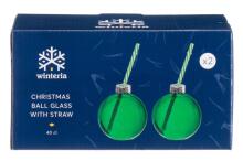 „Winteria“ kalėdinės stiklinės su šiaudeliu, 2 vnt., 40 cl, žalios