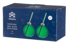 „Winteria“ kalėdinės stiklinės su šiaudeliu, 2 vnt., 40 cl, žalios