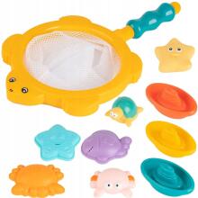 WOOPIE BABY Jūros gyvūnų vonios rinkinys + valtys + žvejybos tinklas