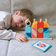 TOOKY TOY medinis krabo dėlionės kaladėlių rinkinys, pastelinės spalvos