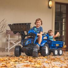 FALK New Holland pedalų traktorius su priekaba, mėlynas, nuo 3 metų