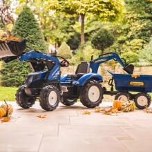 FALK New Holland pedalų traktorius su priekaba, mėlynas, nuo 3 metų