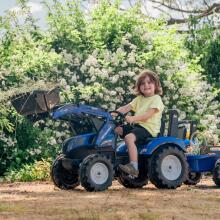 FALK New Holland mėlynas pedalinis traktorius su priekaba nuo 3 metų
