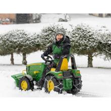 RollyX-Trac Premium John Deere pedalinis traktoriaus kaušas su tyliais ratukais, 3-10 metų, iki 50 kg, žalias