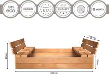Bebe Basic Wood Sandbox Art.249101 Grey sandbox with a lid and a bench, 120x120 cm