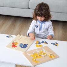 VIGA medinis Montessori galvosūkis gaidys su smeigtukais