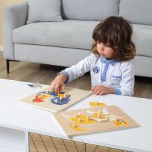 VIGA medinis Montessori galvosūkis gaidys su smeigtukais
