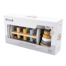 VIGA PolarB rinkinys medinei piramidei + pingvino formos plaktuku-perforatoriui Montessori