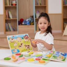 VIGA medinė dėlionė Montessori 2in1 dėlionės vaisiai