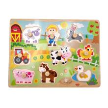 WOOPIE GREEN Wooden Montessori Puzzle Farm with Matching Pins