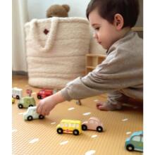 TOOKY TOY medinių transporto priemonių ir kelio ženklų rinkinys dėžutėje
