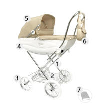 Arrue Katia Jr. Art.250604 Pink Large classic doll stroller with bag