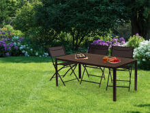 6 asmenų sodo stalas 156x78 cm Polywood lauko baldai rudos spalvos ModernHome