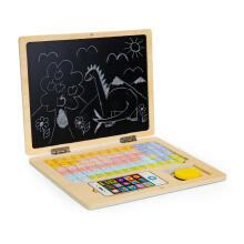 Medinis magnetinis edukacinis juodasis kompiuteris su telefonu ir raidėmis ECOTOYS