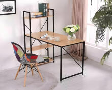 Wooden computer desk with loft shelves