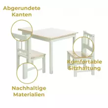 Geuther Activity Seating Set Art.2413SET_GRNA Medinių baldų komplektas: stalas ir 2 kėdės