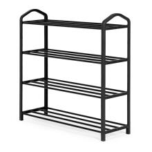 Metalinė batų lentyna, 4 lentynos, 12 porų batų, juoda ModernHome