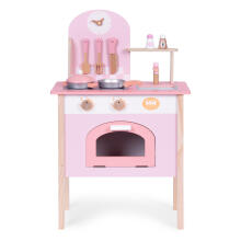 Vaikiška rožinė virtuvė su 8 priedais orkaitė, kriauklė, ECOTOYS