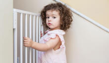 Safety gate barrier, 74-105 cm, for stairs and doors, steel, additional panels, white, ECOTOYS
