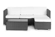 Sodo baldų komplektas su rataniniu apdailu – modulinis kampinis sofa ir stalas Grey MultiGarden