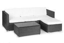Sodo baldų komplektas su rataniniu apdailu – Modulinis kampinis sofa ir stalas Grey MultiGarden