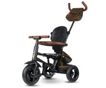 Bebe Basic Rito Deluxe Art.254139 Brown vaikiškas triratukas su rankena, stogu ir pripučiamais ratais