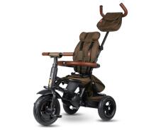 Bebe Basic Rito Deluxe Art.254139 Brown vaikiškas triratukas su rankena, stogu ir pripučiamais ratais