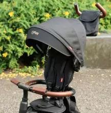 Bebe Basic Rito Deluxe Art.254139 Brown vaikiškas triratukas su rankena, stogu ir pripučiamais ratais