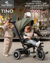 Lorelli Tino Art.10050682506 Grey vaikiškas triratukas su pripučiamais ratais, rankena ir stogu