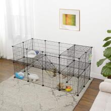 Kojec modulinis narvas mažiems gyvūnams graužikams, žiurkėnams, jūrų kiaulytėms, 2 aukštai, juodas