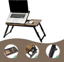 Vasmia Laptop Table Art.255639 Nešiojamojo kompiuterio stovas 34.9 x 69 x 32  cm lovos staliukas sulankstomas rustikalaus stiliaus