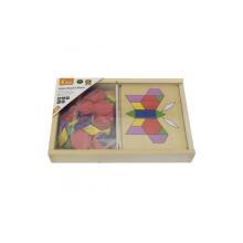 VIGA Wooden Geometric Mosaic Blocks Dienesa Logical Puzzle Montessori 148 pcs