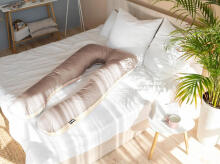 „La Bebe ™ Cushy“ motinystės pagalvė 91911 Beige caramel daugiafunkcinė pagalvė nėščioms moterims (U formos) 155x80cm