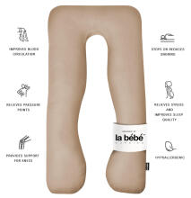 „La Bebe ™ Cushy“ motinystės pagalvė 91911 Beige caramel daugiafunkcinė pagalvė nėščioms moterims (U formos) 155x80cm