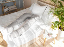 „La Bebe ™ Cushy“ motinystės pagalvė 91919 Light Grey daugiafunkcinė pagalvė nėščioms moterims (U formos) 155x80cm