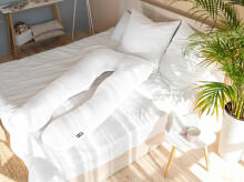 „La Bebe ™ Cushy“ motinystės pagalvė 91910 White daugiafunkcinė pagalvė nėščioms moterims (U formos) 155x80cm