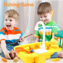 Play Sink Toy Art.257369 Yellow Kitchen sink with accessories