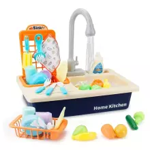 Play Sink Toy Art.257371 Pink Kitchen sink with accessories