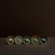 Frigg Daisy Round Latex Night Art.76221480 French gray night/Portobello  Pacifier (nipple) made of 100% natural rubber 0-6 months (2 pcs.)