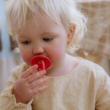 Frigg Daisy Round Latex Art.101610 Cream/Poppy Pacifier (nipple) made of 100% natural rubber 6-18 months (2 pcs.)