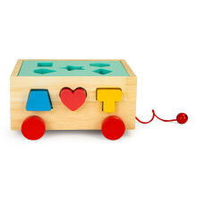 Wooden shape sorter cart trolley with blocks - educational cube for children
