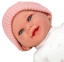 Lėlė su garsu, rožinė skrybėlė, 34 cm