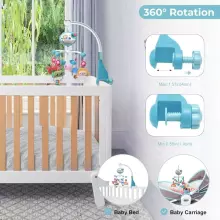 Muzikālais karuselis ar projektopru Art.22893 Musical Baby Crib Mobile with Lights & Music Projection – Remote Control Crib Toy for Newborns