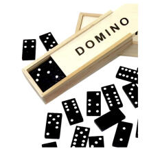 Šeimos logikos žaidimas Domino 32 mediniai kauliukai juodi