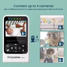 Babysense Compact Video Baby Monitor with 2 Cameras Art.V24R-2 Vaizdo auklė su LCD ekranu