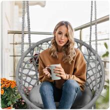 Pakabinama sodo kėdė supynė BOHO pilka + pagalvėlė